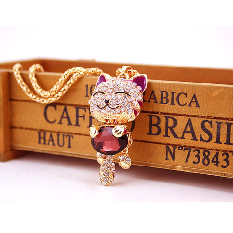 Crystal Cat Necklace