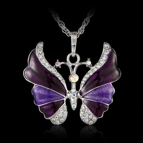 Vintage Enamel Butterfly Necklace
