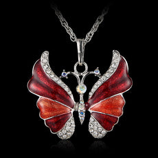 Vintage Enamel Butterfly Necklace