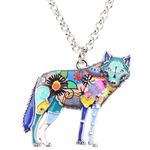 Multicolor Wolf Necklace