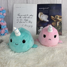 Reversible Narwhal Plush (sapphire-pink double sided flip plush)