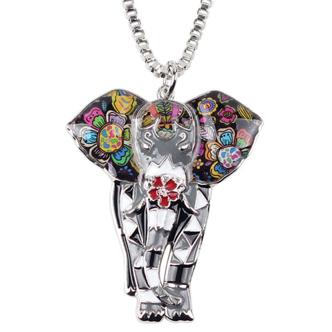 Multicolor Big Elephant Necklace