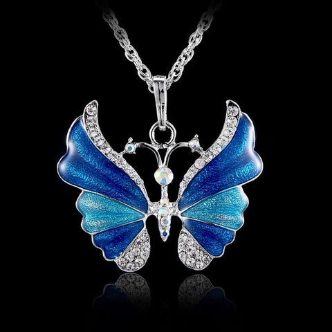 Vintage Enamel Butterfly Necklace