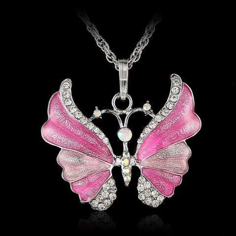 Vintage Enamel Butterfly Necklace