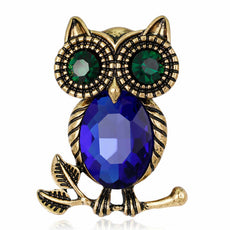 Vintage Crystal Owl Brooch