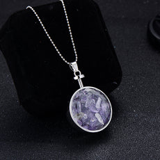 Purple Circle Color Stone Necklace