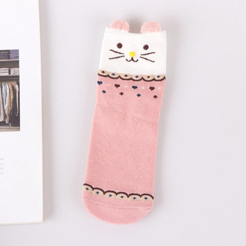 Happy Pink Animal Socks