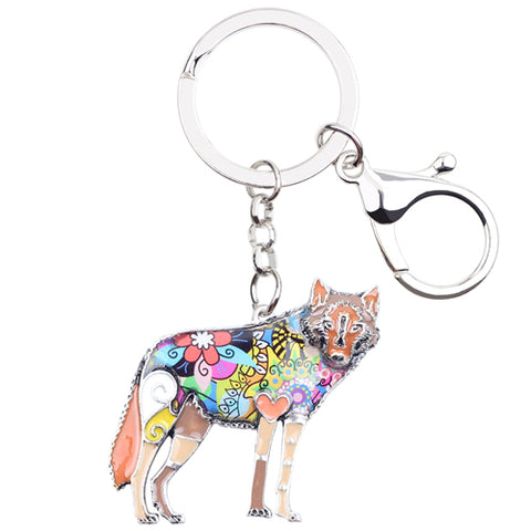 Multicolor Wolf Keychain