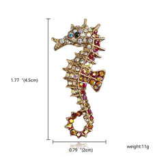 Red Seahorse Brooch