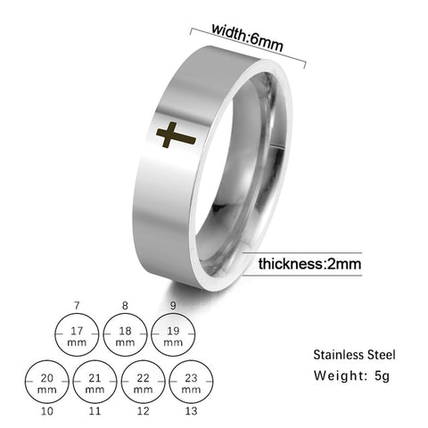 Free 6mm Cross Steel Ring