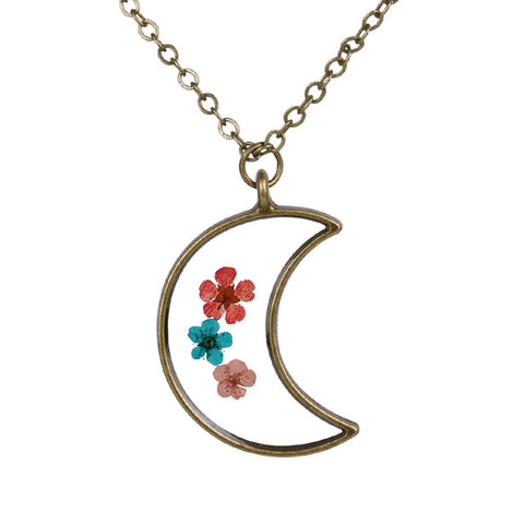 Moon Shaped Flower Necklace