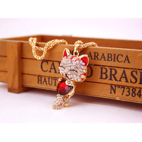 Crystal Cat Necklace