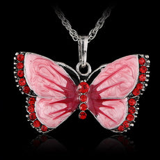 Vintage Rhinestone Butterfly Necklace