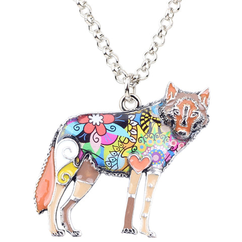 Multicolor Wolf Necklace