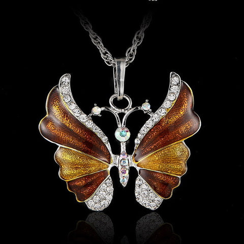 Vintage Enamel Butterfly Necklace