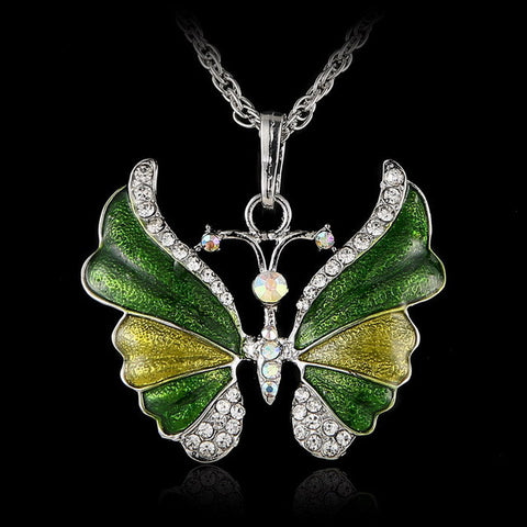 Vintage Enamel Butterfly Necklace