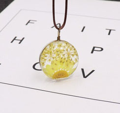 Yellow Dried Ball Necklace