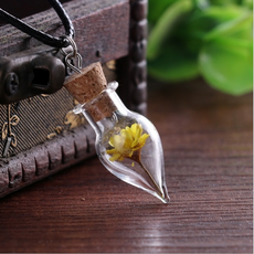 Yellow Flower Bottle Necklace