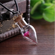 Pink Flower Bottle Necklace