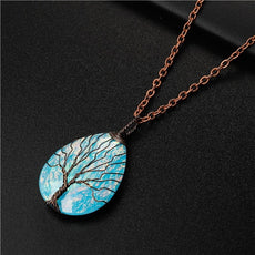 Blue Tree of Life Stone Necklace