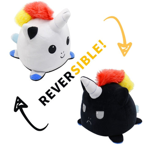Reversible Unicorn Plush (black-white double sided flip plush)