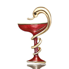 Snake over red cup Brooch