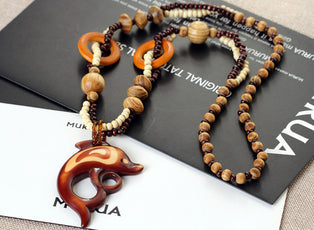 Wood Dolphin Necklace