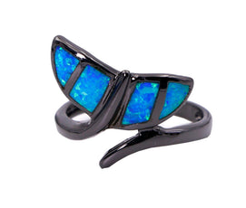 Black Whale Tail Opal Ring