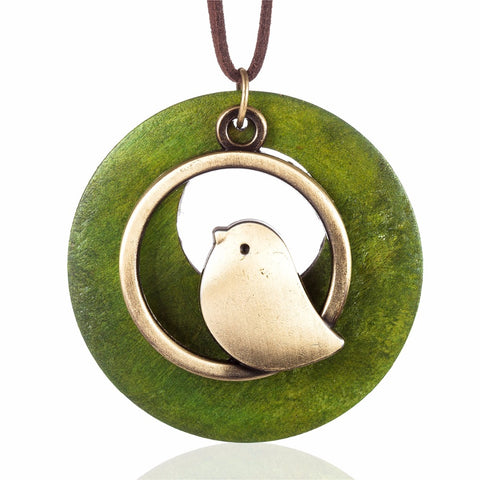 Cute wood Bird Necklace